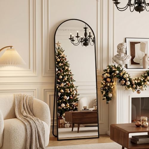 Full Length Mirror, 58" x 19" Arched Full Body Mirror Large Standing Floor Mirrors, Mirrors for Bedroom, Bathroom, Living Room Standing or Wall Leaning, Black - Image 3