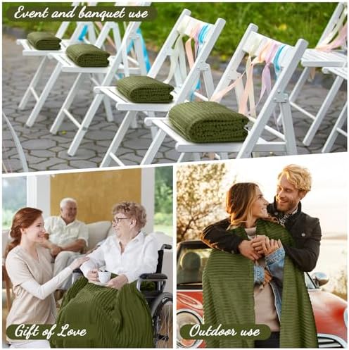 Buryeah 6 Pcs Flannel Blankets Bulk,Fall Outdoor Wedding, Army Green - Image 4