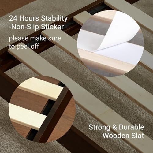 LIFEMENT Twin Bed Frame Classic Wood Platform, Noise Free, Under Bed Storage, No Box Spring Needed, Easy Assembly, Cherry - Image 6