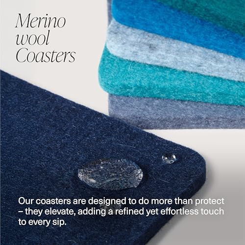 Graf Lantz - Bierfilzl Merino Wool Square Coasters Set of 4 - Sapphire (4"x4"x5mm) - Absorbs 30% of Weight - Natural German Wool - Heat Resistant, Sustainable, Reusable - Home Decor - Image 2