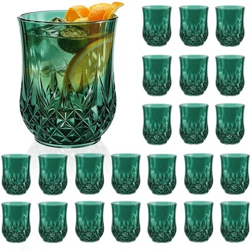 24 Pack Plastic Stemless Wine Glasses, 12oz Unbreakable Wine Cups by LEYIQU