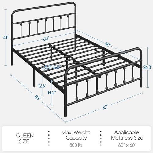 Yaheetech Queen Metal Platform Bed Frame, Victorian Headboard & Footboard - Image 2