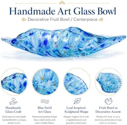 Hand Blown Glass Bowl Decorative Dish Fruit Bowl Home Decor - Image 5
