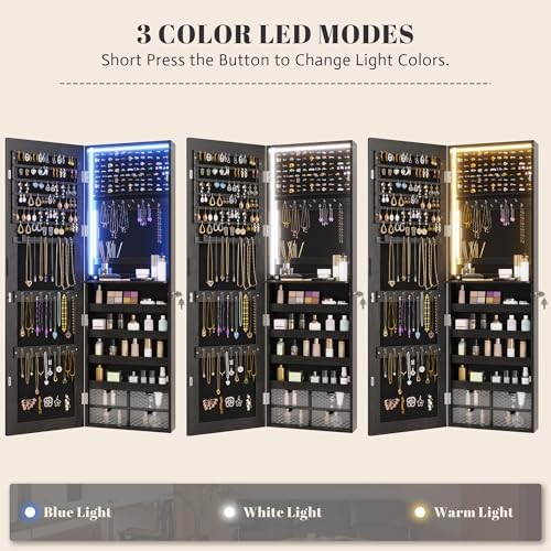 Vlsrka 47.2" Jewelry Armoire Organizer, Wall/Door Mounted Jewelry Cabinet - Image 3