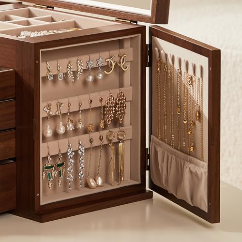 Black Walnut Wooden Jewelry Box for Women, 5 Layer - Image 3
