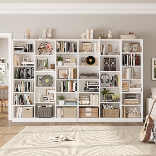 FACBOTALL Triple Wide Bookshelf, Large Bookshelf with 17 Display Shelves - Image 4