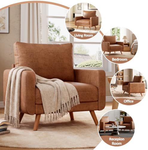 Oversized Accent Chair Set of 2, Mid Century Modern Accent Chairs for Living Room,Living Room Chairs, Bedroom Reading Chair with Widen Arm Rest, Cozy Single Sofa Chair, Camel - Image 6
