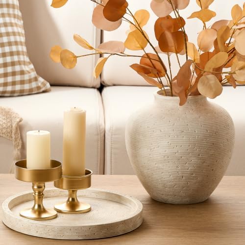 Vanselia Ceramic Flower Vase Home Decor - Large Tall Farmhouse Table Vases Rustic Vintage Living Room Kitchen Bedroom Decorations for House Book Shelf Office Coffee Desk Dining Fireplace (10" Rustic) - Image 6