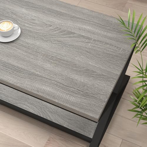 HSH 47" Rectangle Coffee Table with Storage for Living Room, Grey Oak - Image 5