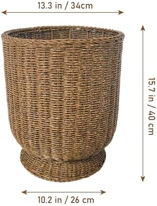 Rattan Planter, Woven Planter Basket for Plants Indoor Outdoor, Rattan Flower Pot, Decorative Plant Holder Basket for Garden Patio Boho Home Decor (Brown-Large:15.75" H x 13.4" W) - Image 2