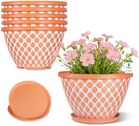 Nooulap 8 Inch Plant Pot, 6 Pack Small Flower Pots by Nooulap