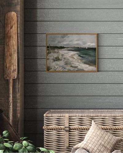 InSimSea Framed Canvas Wall Art Vintage Decor, Coastal Wall Art Living Room, Storm Clouds Pictures, Traditional Scenic Pictures for Bedroom Bathroom Farmhouse Office Decor, 12"x16" - Image 3