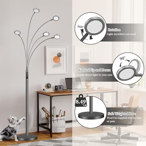 Bairth LED Arc Floor Lamp with Remote,2250LM Dimmable Floor Lamp with Timer - Image 6