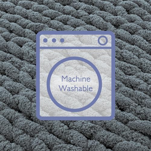 Bigacogo Chunky Knit Throw Blanket for Couch, 60x80 inches, Iron Gray - Image 6