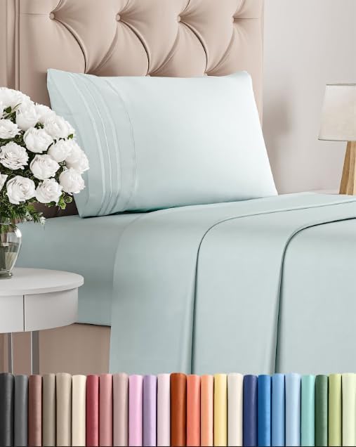 Twin Size 3 Piece Sheet Set - Comfy Breathable & Cooling Sheets - Ice Blue by CGKUnlimited