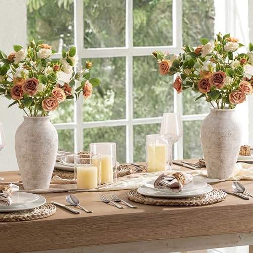 Vanselia Ceramic Flower Vase Home Decor - Large Tall Farmhouse Table Vases Rustic Vintage Living Room Kitchen Bedroom Decorations for House Book Shelf Office Coffee Desk Dining Fireplace (12" Retro) - Image 5