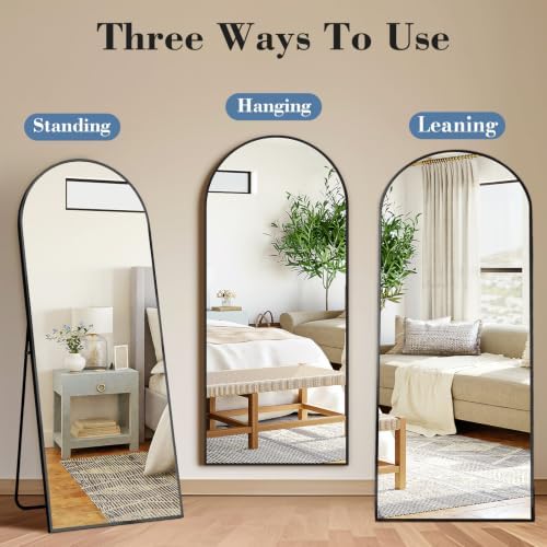DUMOS 65"x24" Arched Full Length Mirror with Stand, Full Body Floor Mirror - Image 2