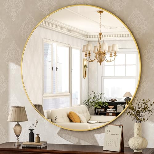 HARRITPURE Round Mirror 30 Gold Wall Mounted Circle Mirrors by HARRITPUREHome