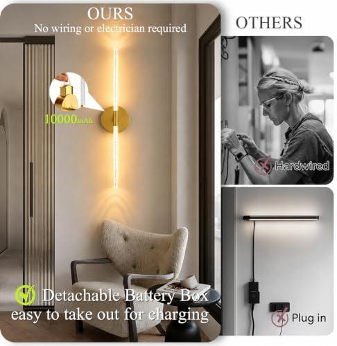 Rechargeable Wall Lights Battery Operated Sconce 2Pack(Gold Bubble Crystal) - Image 4