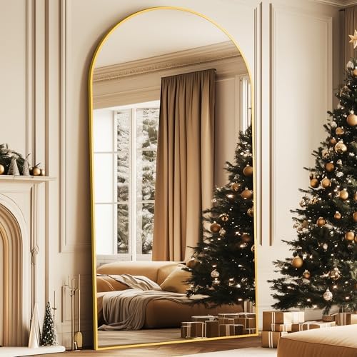 77"x38" Arched Full Length Mirror, Large Floor Mirror, Gold - Image 2