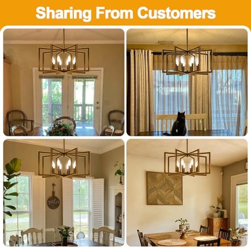 25"-61" Height Adjustable Modern Oil-Rubbed Bronze Chandelier for Dining Room, No Assembly Required Dining Room Light Fixture Over Table, Industrial Metal Pendant Lights Fixture for Kitchen Island - Image 5