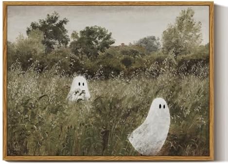 InSimSea Vintage Halloween Ghosts Wall Art Decor, Small Framed Canvas Art by InSimSeaArt