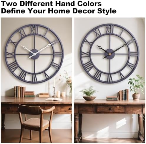 30 Inch Slate Gray Giant Round Roman Numerals Large Wall Clocks - Image 2