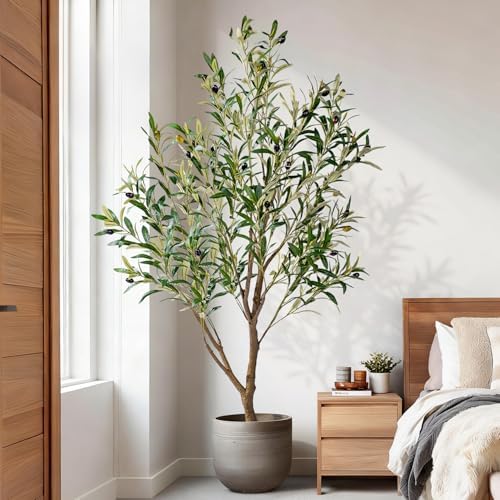 Erimda 5ft Artificial Olive Tree, Realistic Faux Olive Plant with Hand-Placed Fruits, Sturdy Fake Olive Tree for Living Room, Office, Modern Farmhouse Home Decor - Image 5