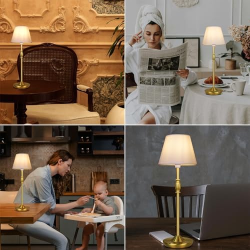 Cordless Table Lamp Portable Small LED Touch Lamp with Dimmer, 18" 2700K Rechargeable Battery Light for Bedside, Dining Room, Bedroom Lamp, Patio, Bar, Night Light, Bathroom (Antique Brass) - Image 6