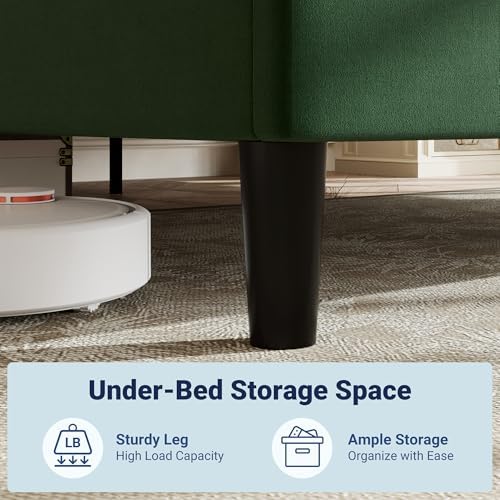 Allewie King Size Platform Bed Frame with Velvet Upholstered Headboard - Image 5