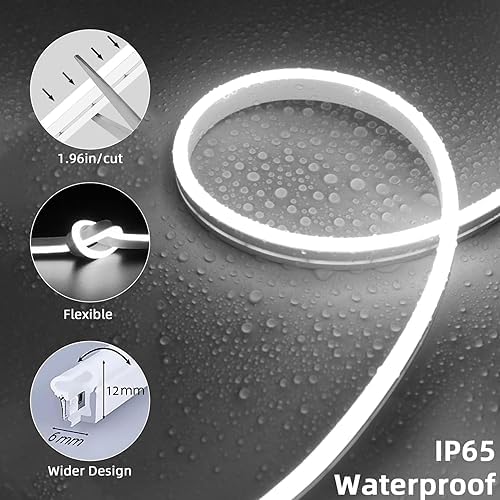 Lamomo LED Strip Lights 49.2ft, White Dimmable Neon Rope, Waterproof - Image 6