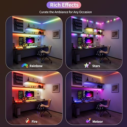 PAUTIX Dotless LED Lights,RGB Smart IC COB LED Strip Lights Addressable 16.4ft,UL-Listed 24V Chasing Effects Color Changing Flexible Tape Light for Party Kitchen Bedroom(Without Controller&Adapter) - Image 2