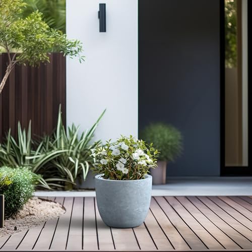 Kante Accent Round Bowl Blue Gray Concrete Planter 14" Dia, Outdoor - Image 5