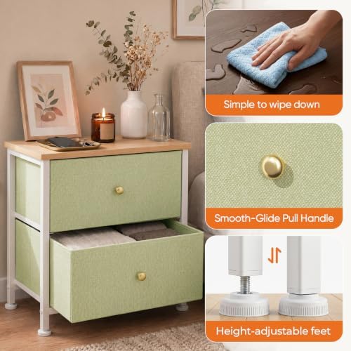 Sweetcrispy Nightstand with 2 Storage Drawers, Small Bedside Table - Image 6