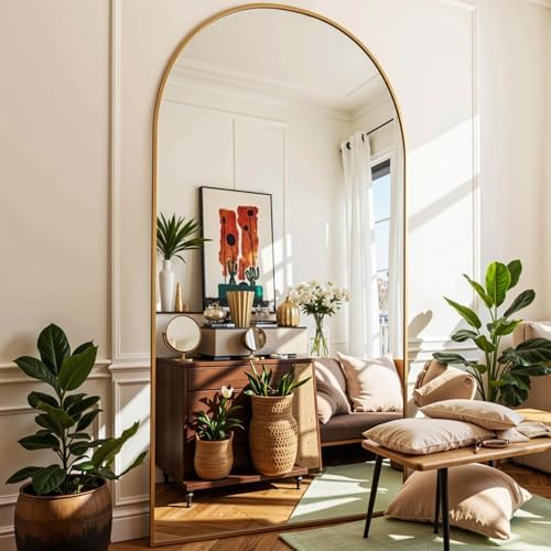 Floor Mirror, 78"x38" Oversized Full Length Mirror with Stand, Gold by Furnbar