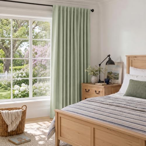 Sage Green Total Blackout Sliding Door Curtains 84 Inches Long - Image 6