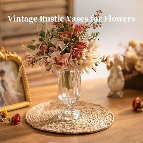 Glasseam Ribbed Glass Vase for Flowers, 7.5in Tall Vases for Centerpieces, Modern Crystal Clear Vase Set of 12, Decorative Flower Vases for Decor, Fluted Footed Urn for Wedding Dining Table Decoration - Image 4