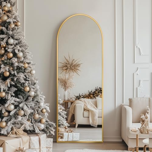 Antok 56" x14” Arched Full Length Mirror, Floor Mirror with Stand,Gold - Image 2