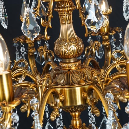 Crystal Chandelier Antique Gold Chandelier Candle Style for Dining Room 27" - Image 4