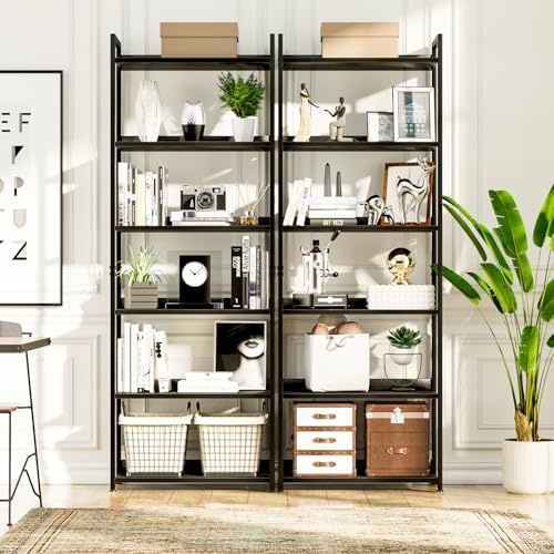 NUMENN Bookshelf, 6 Tier Freestanding Shelving Unit, Black - Image 4