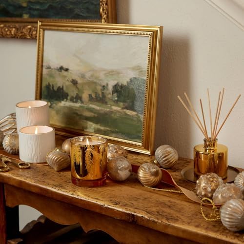 Thymes Frasier Fir Reed Diffuser Set – Includes Reeds, Fragrance Oil, and Frosted Glass Bottle – Fragrance Oil Diffuser – Room Fresheners – Luxury Home Decor – Gold (Gilded, 4 fl oz) (Pack of 2) - Image 4