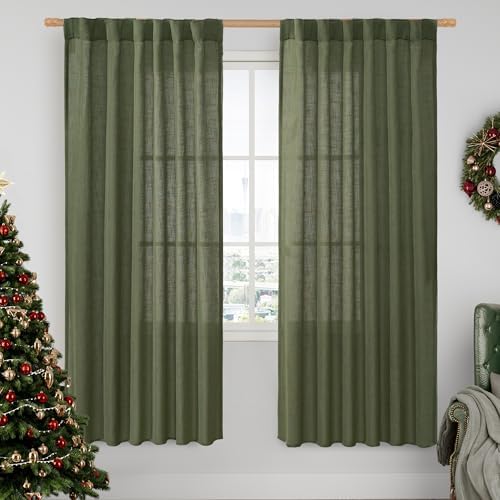 LAMIT Light Filtering Linen Curtains 78 inch for Bedroom, 52 x 78 Inch by LAMIT