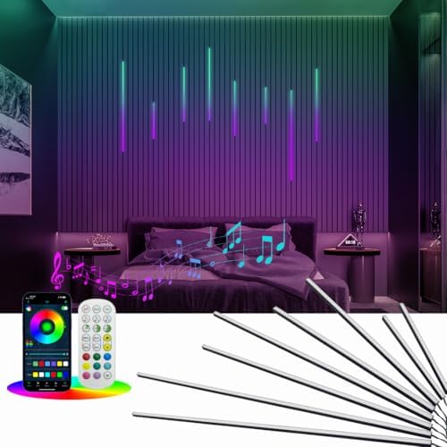 HAMRVL RGB+IC Smart Recessed Lighting Wall Panel Lights, 8PCS Slat Wall Lights for Acoustic Panels, APP & Remote Control, Music Sync, Chasing Effect, Timer, LED Light Wall Panels for Wood Wall Panels by HAMRVL