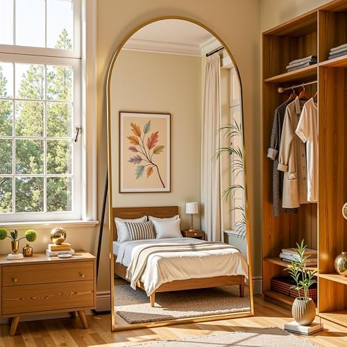 Floor Mirror, 78"x38" Oversized Full Length Mirror with Stand, Gold - Image 2