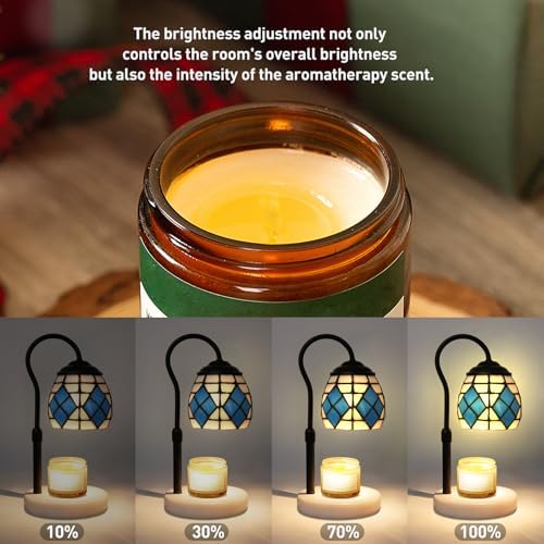 Mediterranean Tiffany Candle Warmer Lamp, Adjustable Marble - Image 5