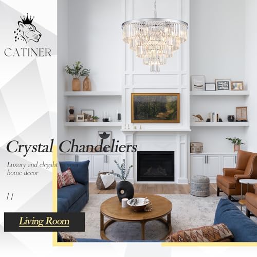 CATINER 30" Modern Crystal Chandelier,16-Light Large Chrome Light Fixture - Image 6