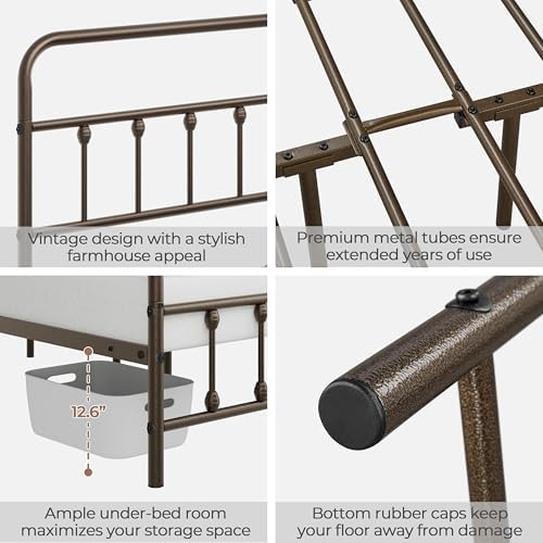 Yaheetech Queen Metal Platform Bed Frame, Victorian Headboard & Footboard - Image 5