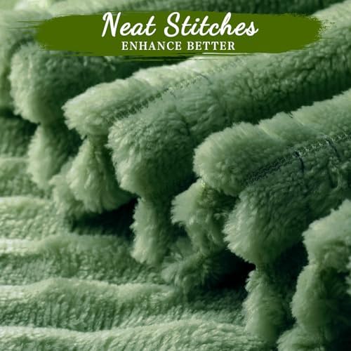 Buryeah 12 Pcs Flannel Blankets Bulk,Fall Outdoor Wedding, Dark Green - Image 3