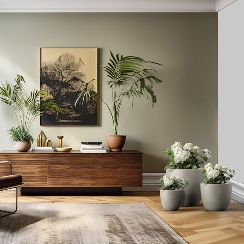 Kante Set of 3 Weathered Concrete Bowl Planters 18" 14" 10" Dia - Image 4