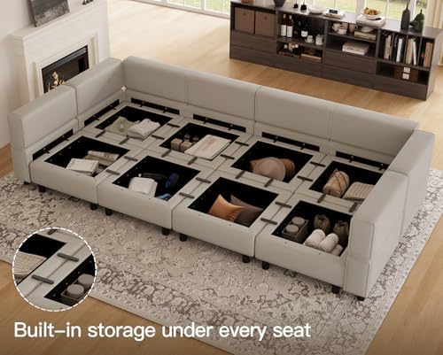 Belffin Modular Sectional Sofa with Storage Chaises Sectional Sleeper Sofa Couch 8 Seat Sectional Bed Grey - Image 5